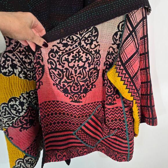 Mieko Mintz Short Kantha Open Kimono Jacket Reversible Lagenlook OS - Picture 8 of 11